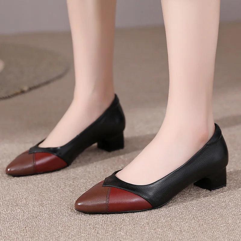 GQ238 Fashion Pumps - Mixed Colors Leather Heels Casual Shoes - Touchy Style .