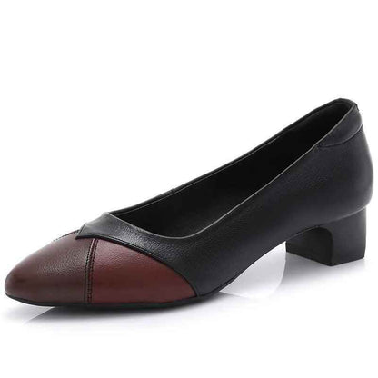 GQ238 Fashion Pumps - Mixed Colors Leather Heels Casual Shoes - Touchy Style