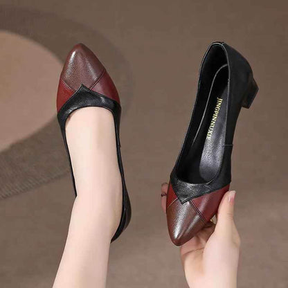 GQ238 Fashion Pumps - Mixed Colors Leather Heels Casual Shoes - Touchy Style