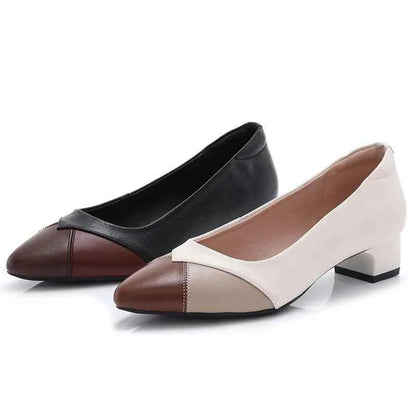 GQ238 Fashion Pumps - Mixed Colors Leather Heels Casual Shoes - Touchy Style