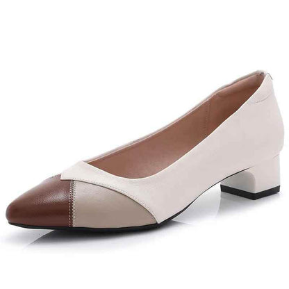 GQ238 Fashion Pumps - Mixed Colors Leather Heels Casual Shoes - Touchy Style