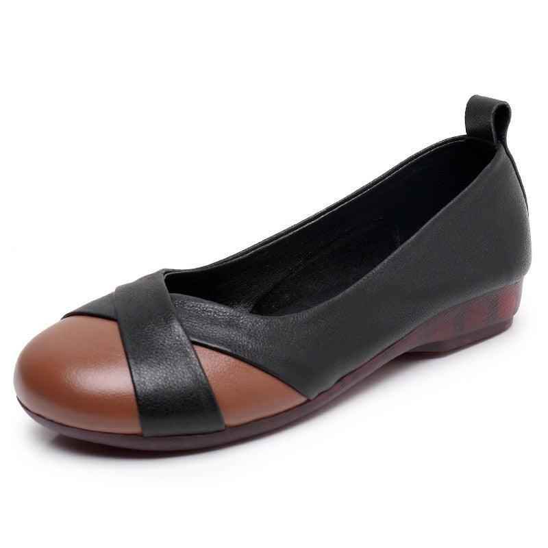 GQ241 Hollow Leather Loafers - Comfortable Flats Casual Shoes - Touchy Style
