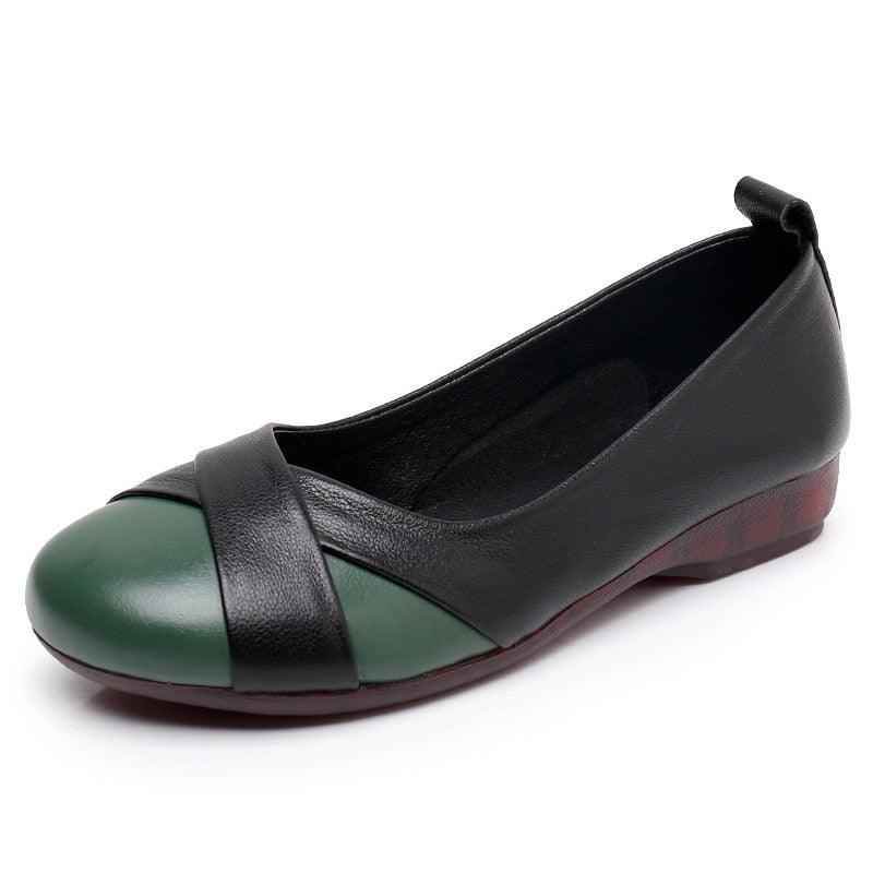 GQ241 Hollow Leather Loafers - Comfortable Flats Casual Shoes - Touchy Style .