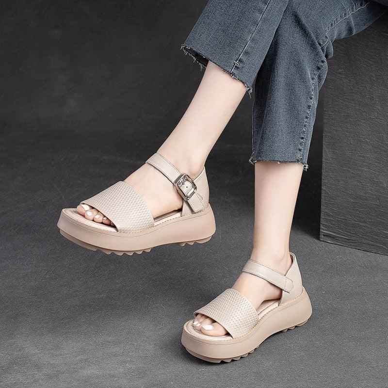 GR310 Roman Sandals: Leather Wedge Women&