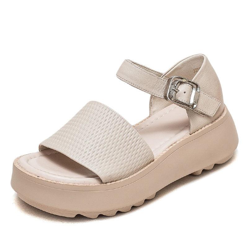 Women's Solid Color Wedge Heel Shoes Stylish Buckle Strap - Temu