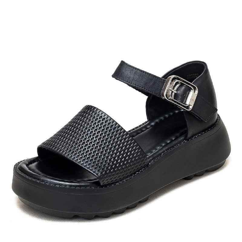GR310 Roman Sandals: Leather Wedge Women&