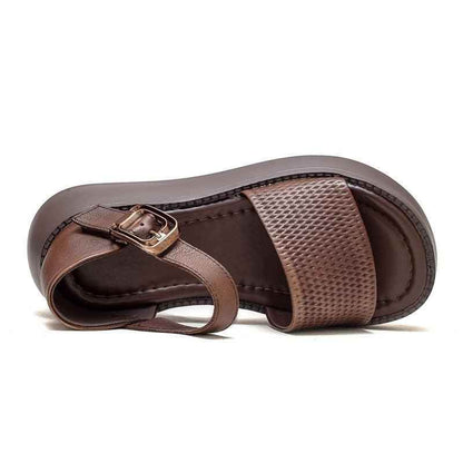 GR310 Roman Sandals: Leather Wedge Women&