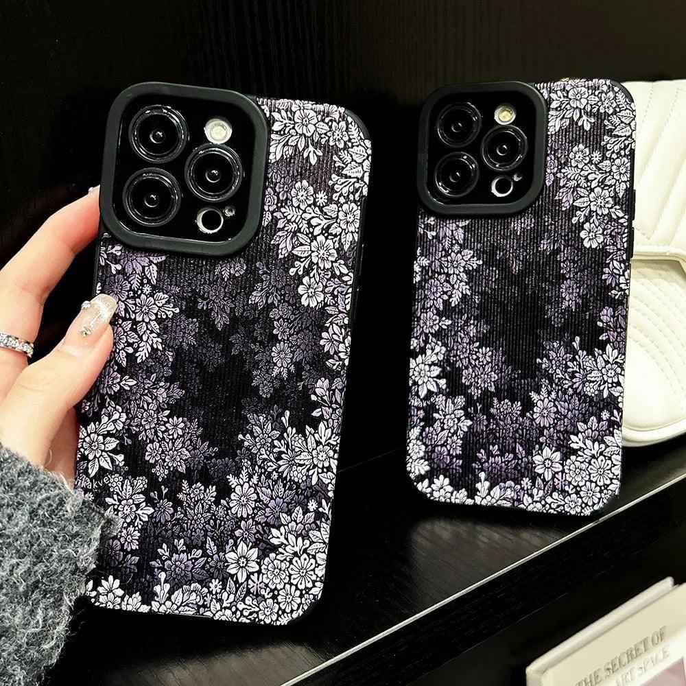 Gray Flowers Pattern - Cute Phone Case For iPhone 15, 14, 13, 12, 11 Pro Max, 7, 8 Plus X XS XR - Touchy Style