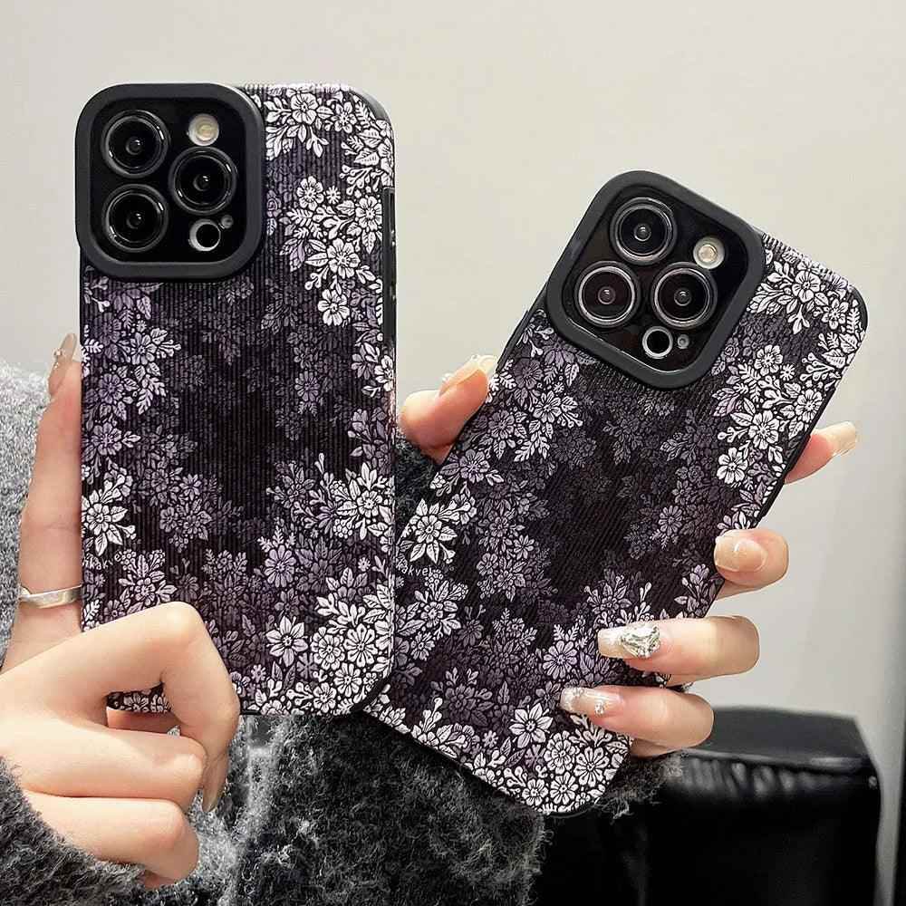 Gray Flowers Pattern - Cute Phone Case For iPhone 15, 14, 13, 12, 11 Pro Max, 7, 8 Plus X XS XR - Touchy Style