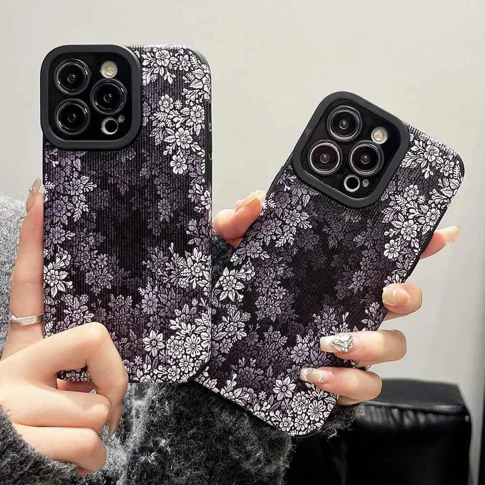 Gray Flowers Pattern - Cute Phone Case For iPhone 15, 14, 13, 12, 11 Pro Max, 7, 8 Plus X XS XR - Touchy Style .