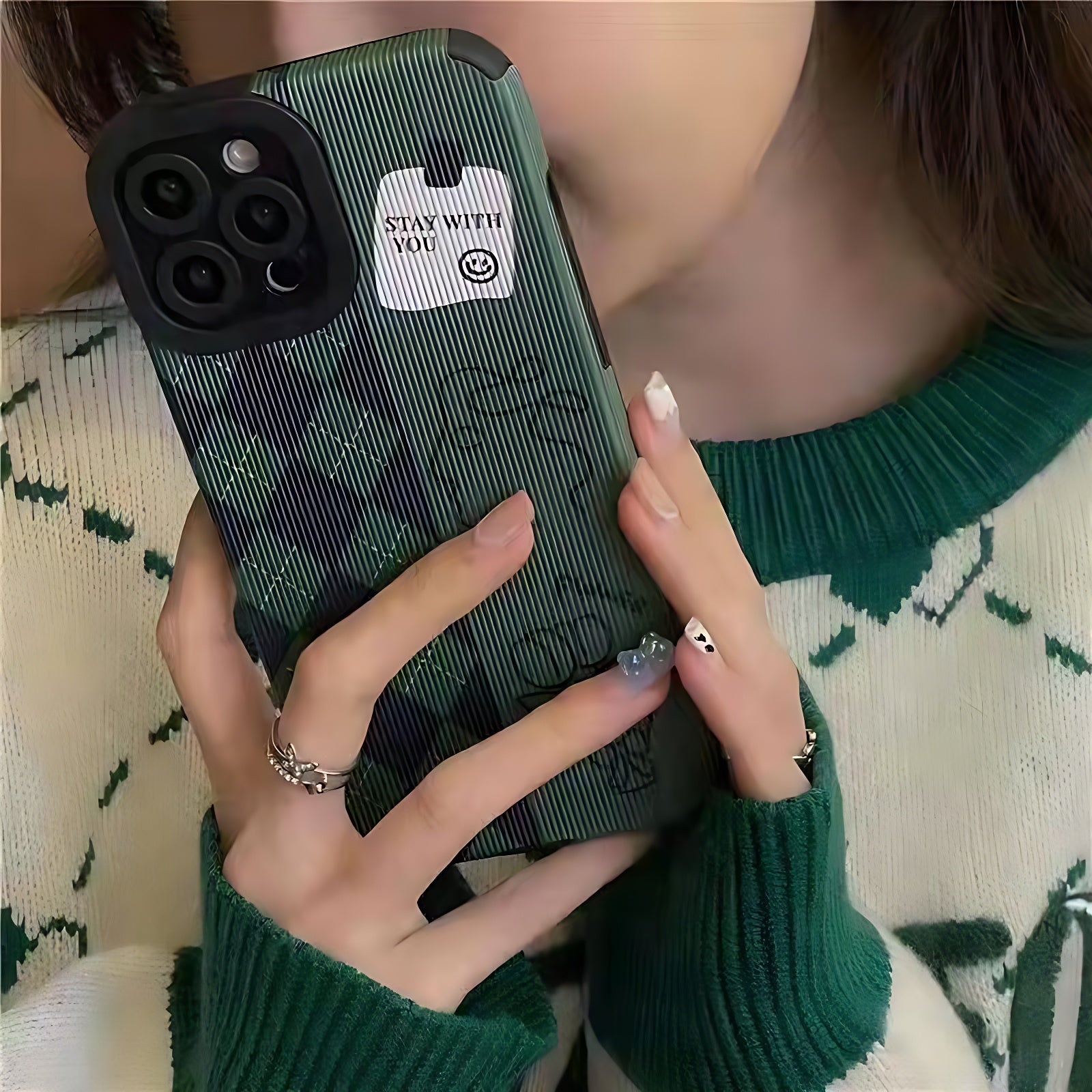 Green Diamond Grid Cute Phone Case for iPhone 6, 7, 8, SE 2022, 11, 12, 13, 14, Pro Max, Mini, XS Max, X, XR, and 8 Plus Cover - Touchy Style .
