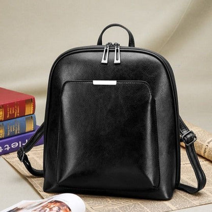 Travel Casual Leather Shoulder Bag and Backpack, Black