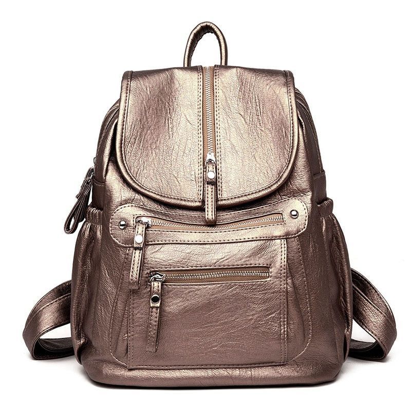 Women Backpack high quality Leather Fashion school Backpacks Female Feminine Casual Large Capacity Vintage Shoulder Bags - Touchy Style .