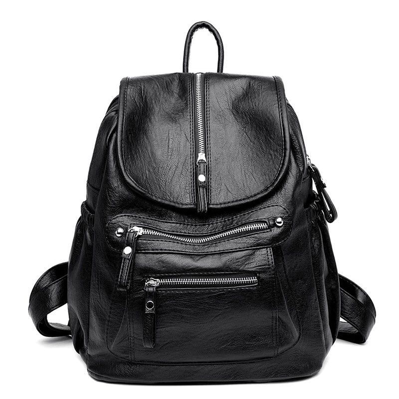 Women Backpack high quality Leather Fashion school Backpacks Female Feminine Casual Large Capacity Vintage Shoulder Bags - Touchy Style .