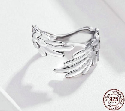 925 Sterling Silver Guardian Wings Rings Charm Jewelry - Touchy Style .