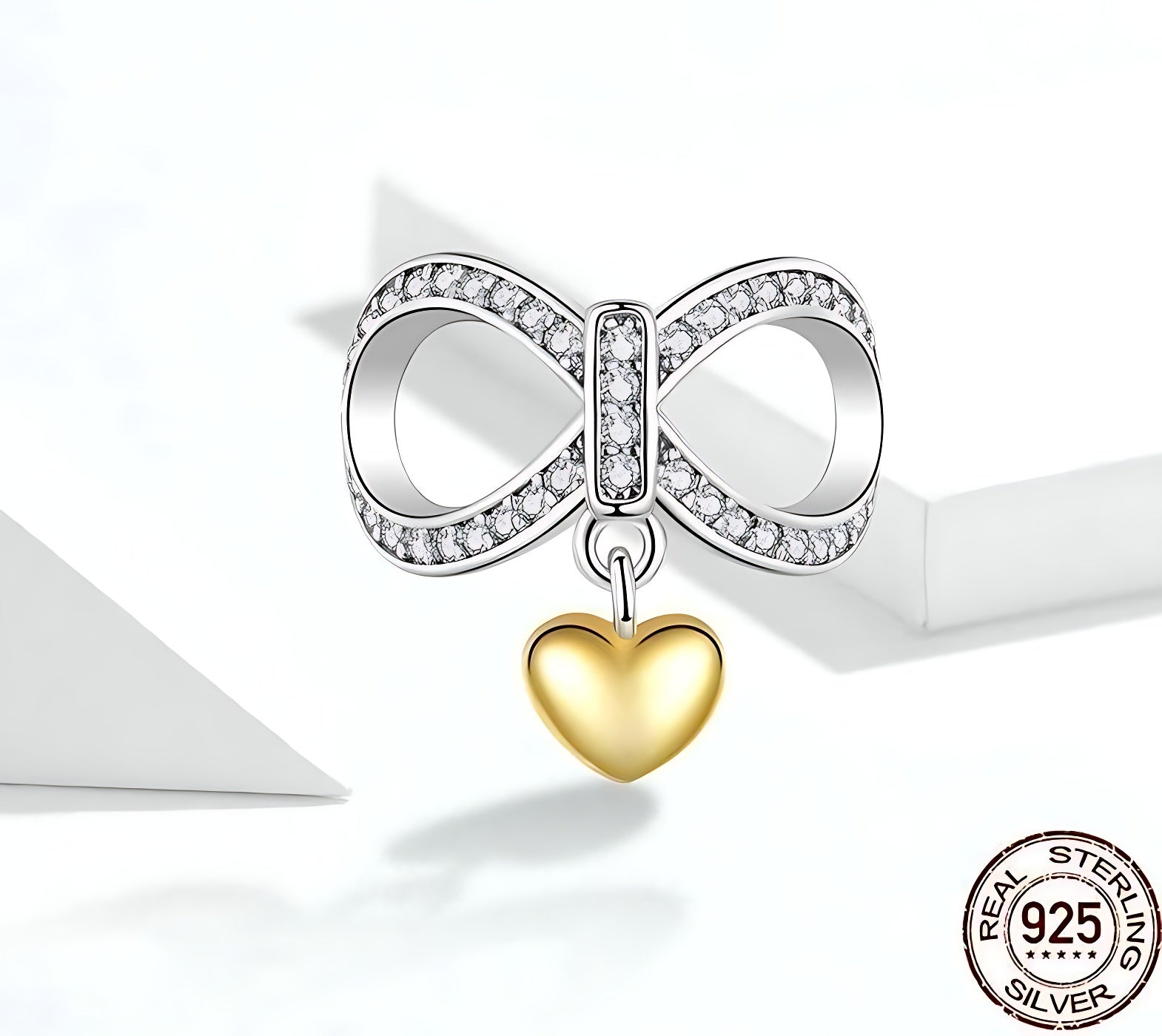 925 Sterling Silver Infinity Love with Heart Pendant Charm Jewelry Without Chain - Touchy Style .