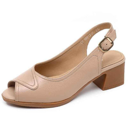 GX408 Women's Casual Shoes: Leather Sandals with Thick Heel