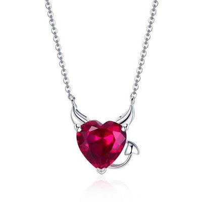 GZ227 - 100% 925 Sterling Silver Little Devil Necklace Charm Jewelry in Red - Touchy Style