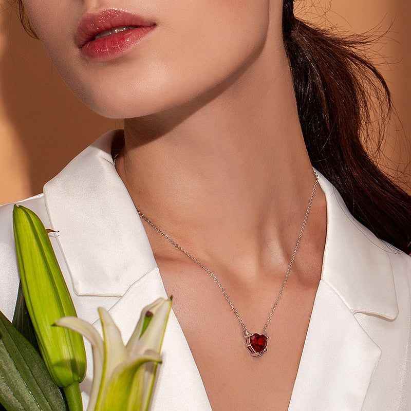 GZ227 - 100% 925 Sterling Silver Little Devil Necklace Charm Jewelry in Red - Touchy Style