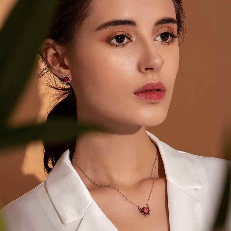 GZ227 - 100% 925 Sterling Silver Little Devil Necklace Charm Jewelry in Red - Touchy Style