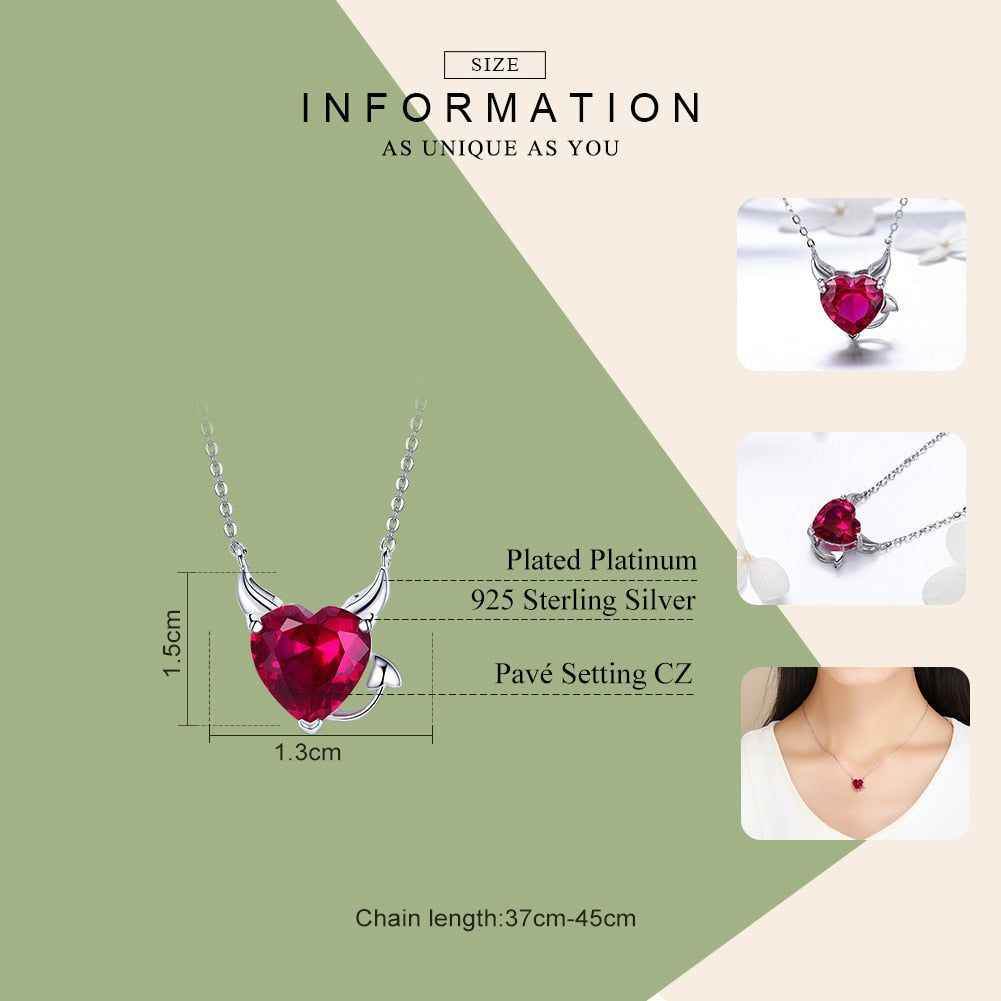 GZ227 - 100% 925 Sterling Silver Little Devil Necklace Charm Jewelry in Red - Touchy Style