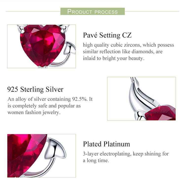 GZ227 - 100% 925 Sterling Silver Little Devil Necklace Charm Jewelry in Red - Touchy Style