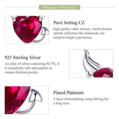 GZ227 - 100% 925 Sterling Silver Little Devil Necklace Charm Jewelry in Red - Touchy Style