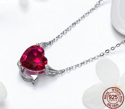 GZ227 - 100% 925 Sterling Silver Little Devil Necklace Charm Jewelry in Red - Touchy Style .