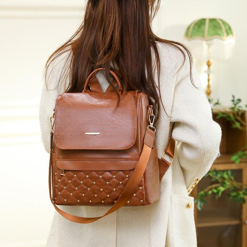 GZ235 Fashion Soft Leather Cool Backpack for Teenage Girls School - Touchy Style .