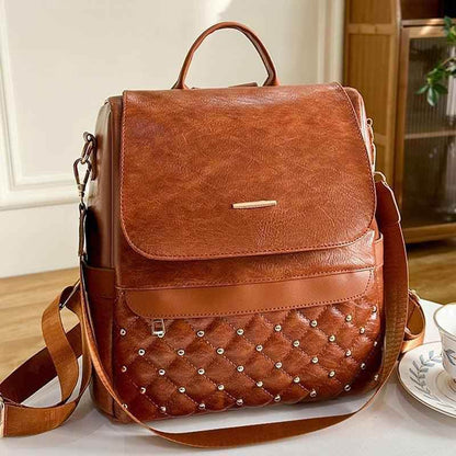 GZ235 Fashion Soft Leather Cool Backpack for Teenage Girls School - Touchy Style