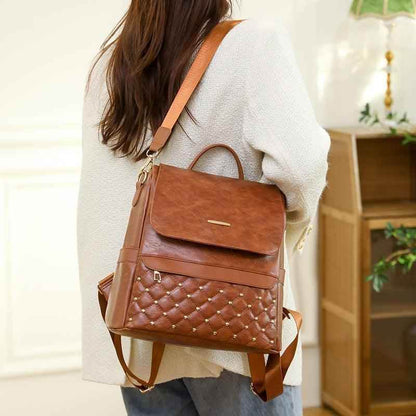 GZ235 Fashion Soft Leather Cool Backpack for Teenage Girls School - Touchy Style