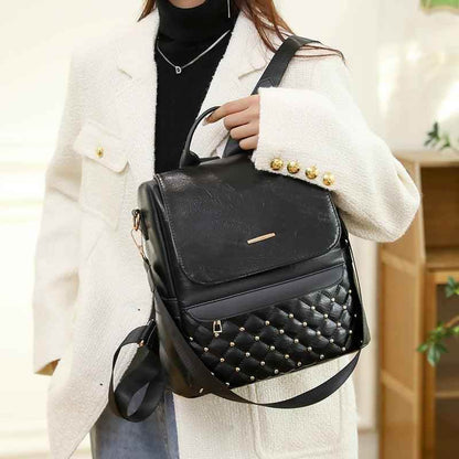 GZ235 Fashion Soft Leather Cool Backpack for Teenage Girls School - Touchy Style