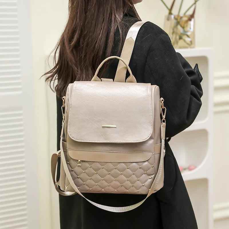 GZ235 Fashion Soft Leather Cool Backpack for Teenage Girls School - Touchy Style .