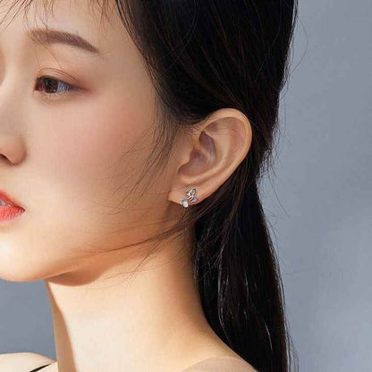 GZ239 - Ginkgo Leaf Stud Earrings - 925 Sterling Silver Charm Jewelry - Touchy Style