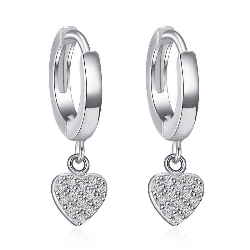 GZ243 - Solid 925 Sterling Silver Hearts Stars Dangle Earrings - Charm Jewelry - Touchy Style