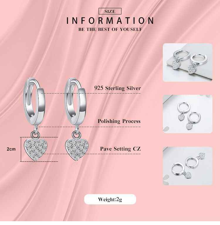 GZ243 - Solid 925 Sterling Silver Hearts Stars Dangle Earrings - Charm Jewelry - Touchy Style