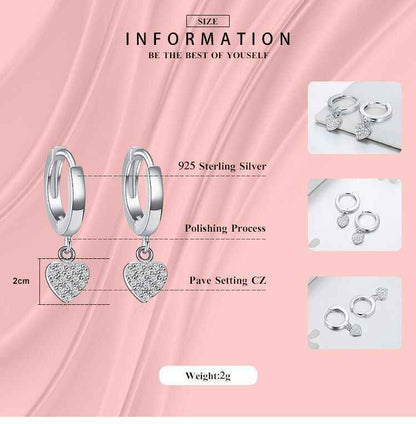 GZ243 - Solid 925 Sterling Silver Hearts Stars Dangle Earrings - Charm Jewelry - Touchy Style