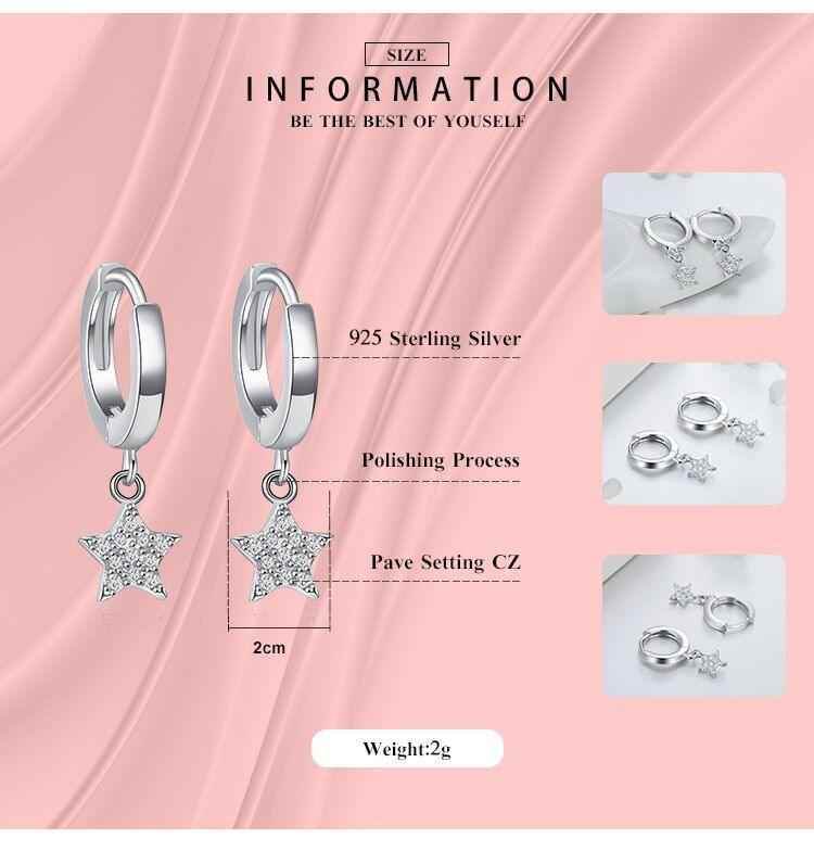 GZ243 - Solid 925 Sterling Silver Hearts Stars Dangle Earrings - Charm Jewelry - Touchy Style