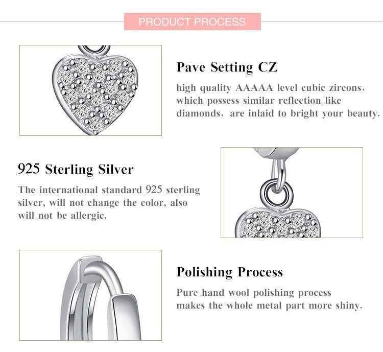 GZ243 - Solid 925 Sterling Silver Hearts Stars Dangle Earrings - Charm Jewelry - Touchy Style