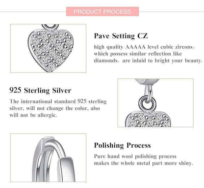 GZ243 - Solid 925 Sterling Silver Hearts Stars Dangle Earrings - Charm Jewelry - Touchy Style .