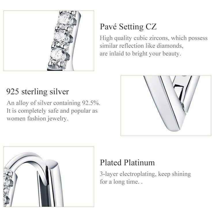 GZ249 - V Shape Hoop Earrings - 925 Sterling Silver Charm Jewelry - Touchy Style