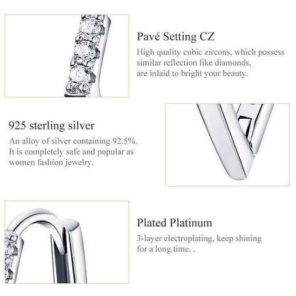 GZ249 - V Shape Hoop Earrings - 925 Sterling Silver Charm Jewelry - Touchy Style .