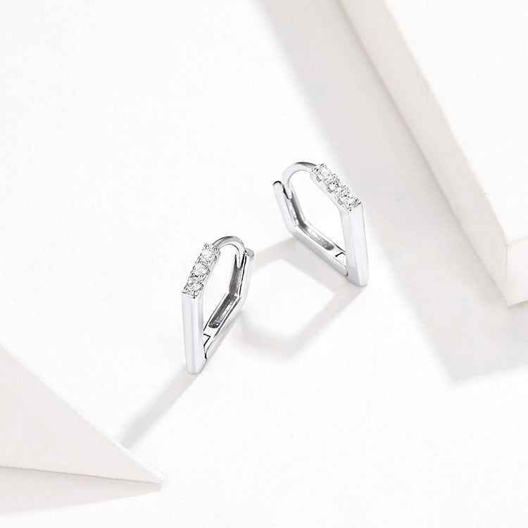 GZ249 - V Shape Hoop Earrings - 925 Sterling Silver Charm Jewelry - Touchy Style