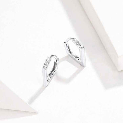 GZ249 - V Shape Hoop Earrings - 925 Sterling Silver Charm Jewelry - Touchy Style