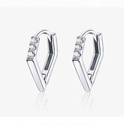 GZ249 - V Shape Hoop Earrings - 925 Sterling Silver Charm Jewelry - Touchy Style