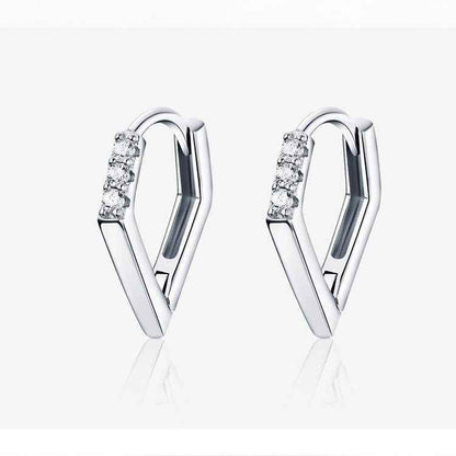 GZ249 - V Shape Hoop Earrings - 925 Sterling Silver Charm Jewelry - Touchy Style .