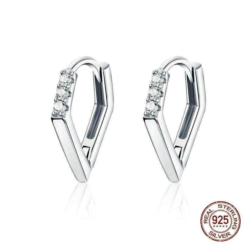 GZ249 - V Shape Hoop Earrings - 925 Sterling Silver Charm Jewelry - Touchy Style