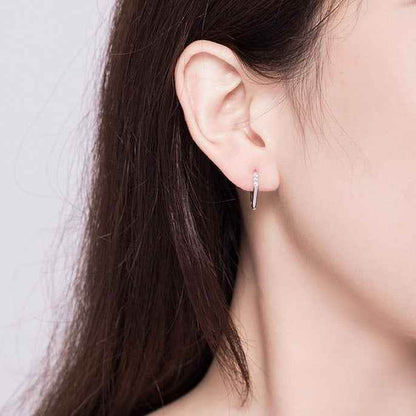 GZ249 - V Shape Hoop Earrings - 925 Sterling Silver Charm Jewelry - Touchy Style .