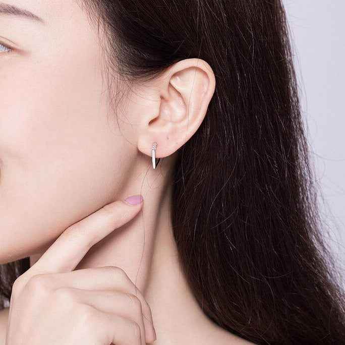 GZ249 - V Shape Hoop Earrings - 925 Sterling Silver Charm Jewelry - Touchy Style