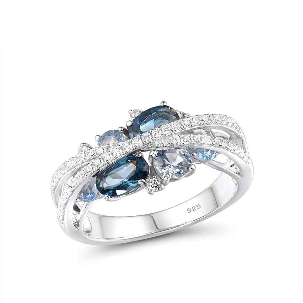 GZ258 - Shimmering Blue Spinel 925 Sterling Silver Ring - Charm Jewelry - Touchy Style .